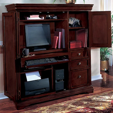 Computer Armoire with Pull-Out Keyboard Tray